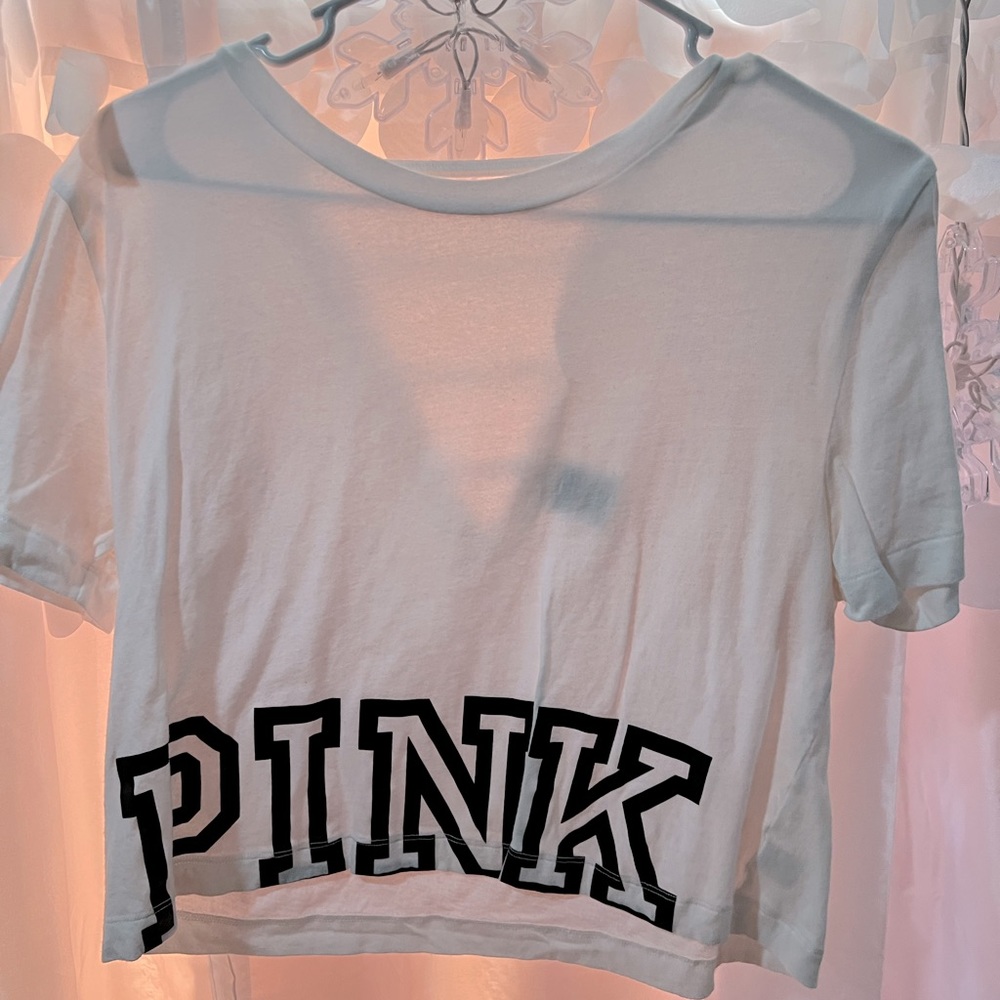 Victoria Secret’s Pink White Crop Top.